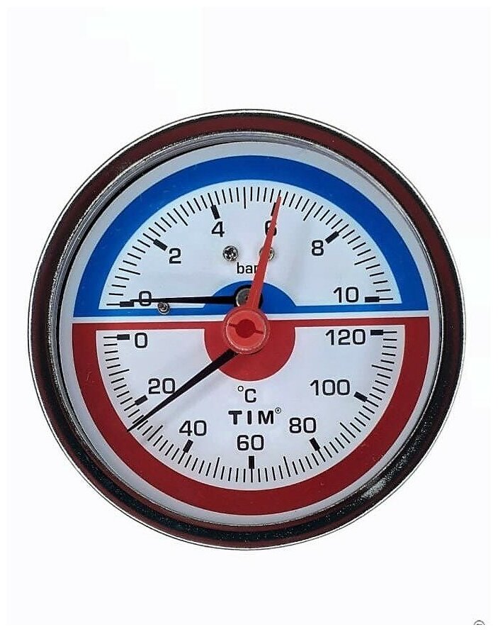 Термоманометр аксиального подключения 1/2" - 10 бар TIM арт. Y-80T-10bar