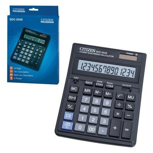 Калькулятор Citizen настольный разрядов двойное питание 199x153 мм (SDC-55414)