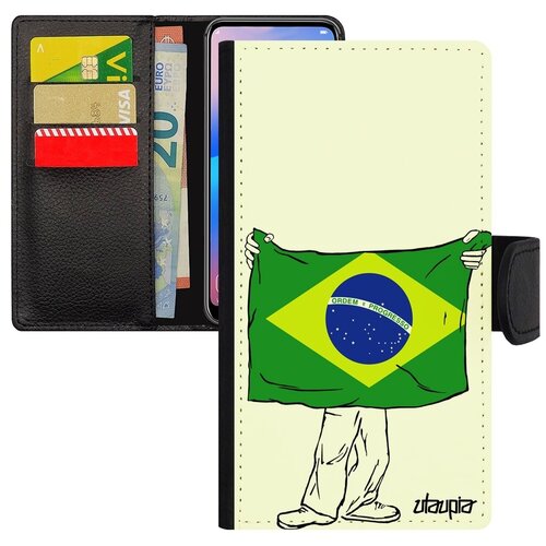 фото Противоударный чехол-книжка для телефона // iphone 7 plus // "флаг бразилии с руками" стиль дизайн, utaupia, белый