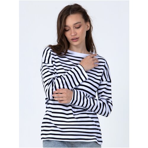 фото Лонгслив челеби-текстиль, размер 42-46, коричневый, серый, синий