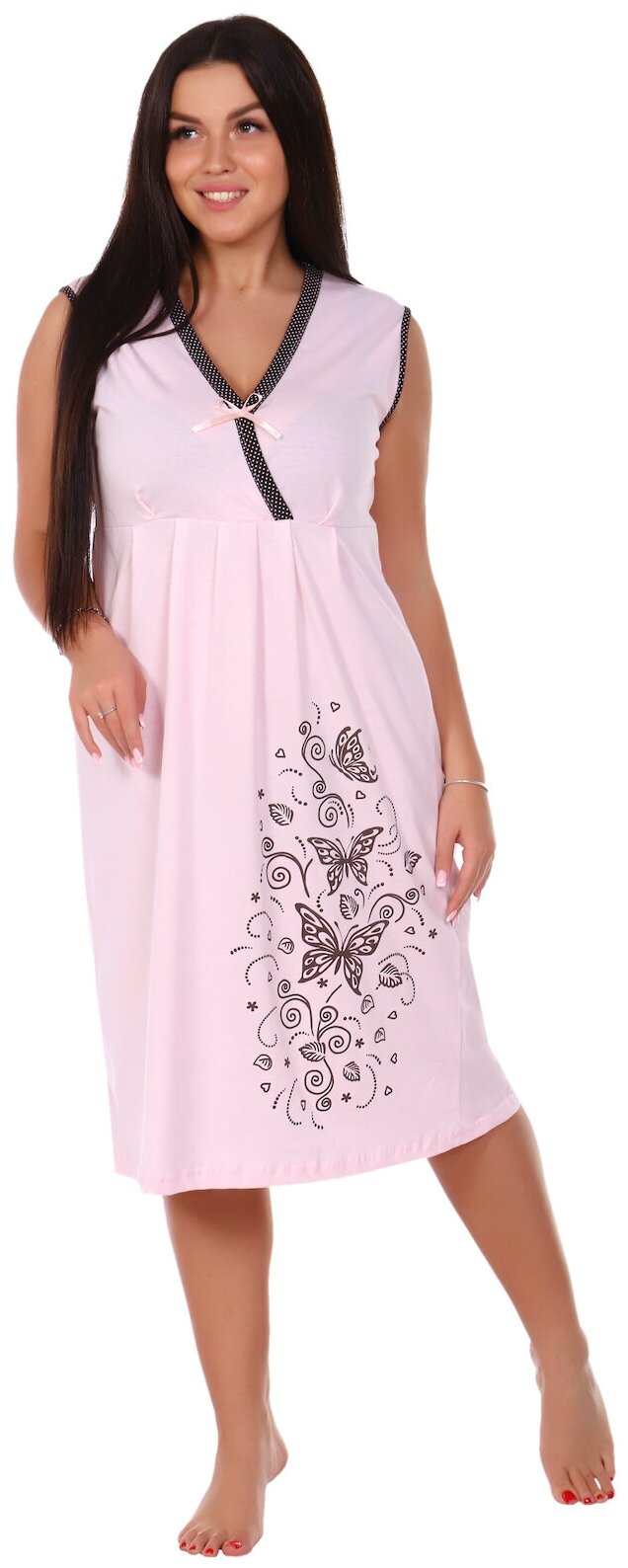 Сорочка ночная хлопковая удлиненная розовый 64 размер - фотография № 2