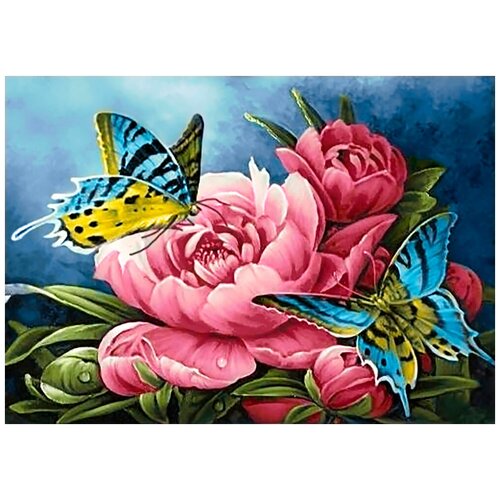 Купить Алмазная мозаика Гранни Бабочки и пионы , 48x70 см, Гранни