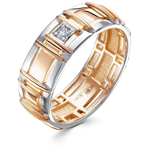 Кольцо с бриллиантом 0.03 карат из комбинированного золота 91254 VESNA jewelry, размер 20