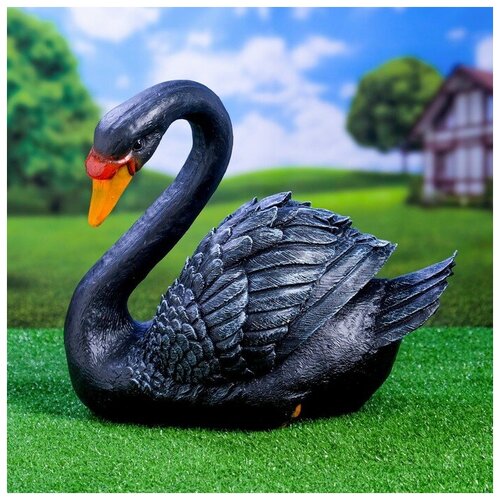 Садовая фигура Лебедь черный, 34*25*40см