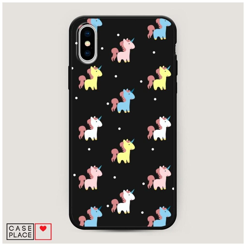 Матовый силиконовый чехол "Зефирные единороги" на Apple iPhone XS Max (10S Max) / Айфон Иск Эс Макс