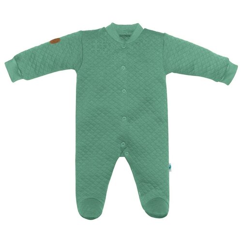 Комбинезон Toucan for Kids детский, на кнопках, застежка для смены подгузника, закрытая стопа, размер 68, зеленый