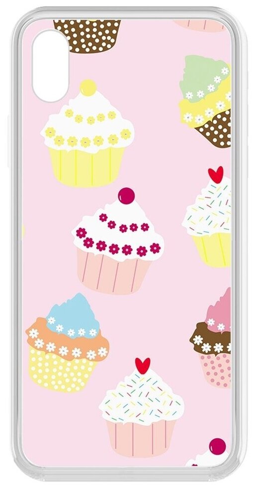 Чехол-накладка Krutoff Clear Case Женский день - Пироженки для iPhone XR
