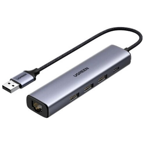 Хаб USB Ugreen CM475 USB Type-C Multifunction Gigabit Ethernet Adapter with PD Space Grey 20932