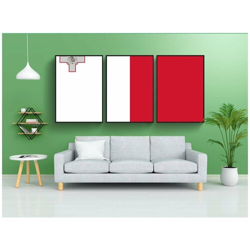 фото Набор модулных постеров для интерьера "мальта, флаг, национальный флаг" 60x90 см. в тубусе, без рамки lotsprints