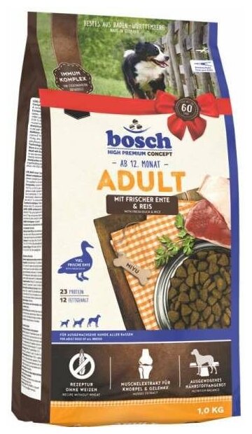 Bosch Эдалт Утка с Рисом сухой корм для собак 1 кг