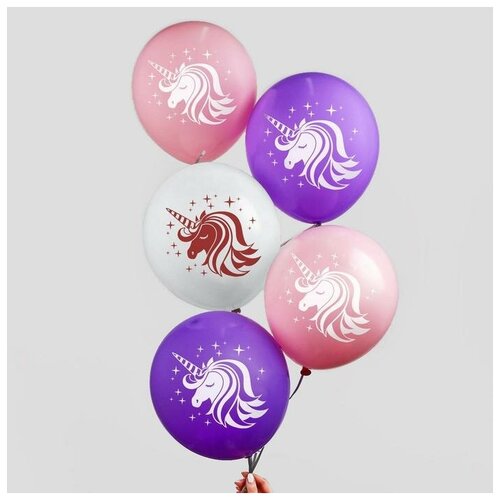 фото Шар воздушный 12" "единорожки", набор 25 шт., микс страна карнавалия