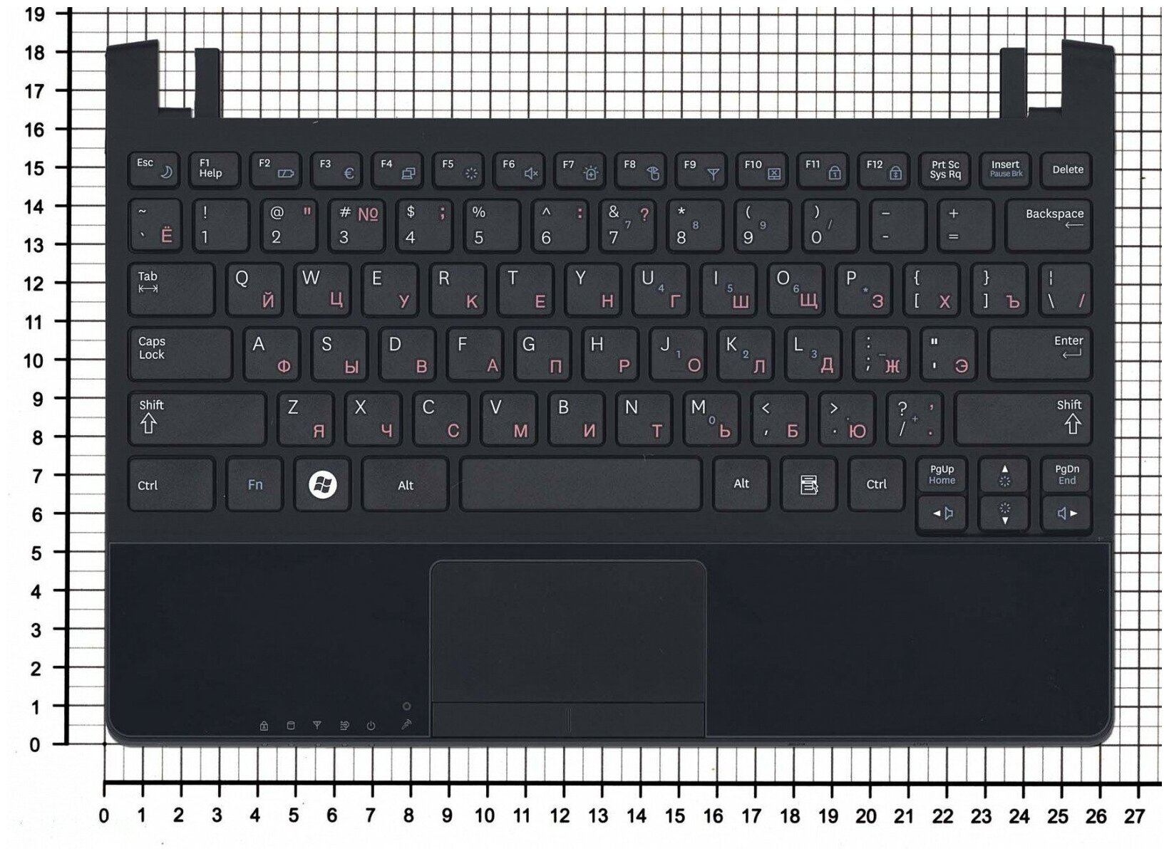 Клавиатура для ноутбука Samsumg N230 черная с черным топкейсом