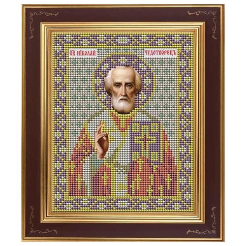 Набор для вышивания бисером Икона Святой Николай Чудотворец 12 x 15 см GALLA COLLECTION М260