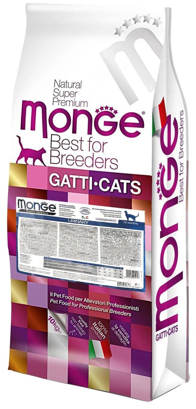 MONGE CAT URINARY CHICKEN для взрослых кошек при мочекаменной болезни (10 кг)