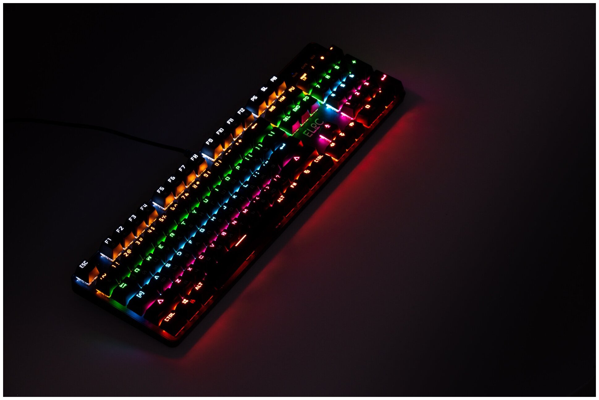 Клавиатура механическая ELfoC MG-104-901 с подсв и пылевлагозащитой Outemu Blue экв переклGateronCherry MX Blue 60г 22мм 4мм кабель 16м