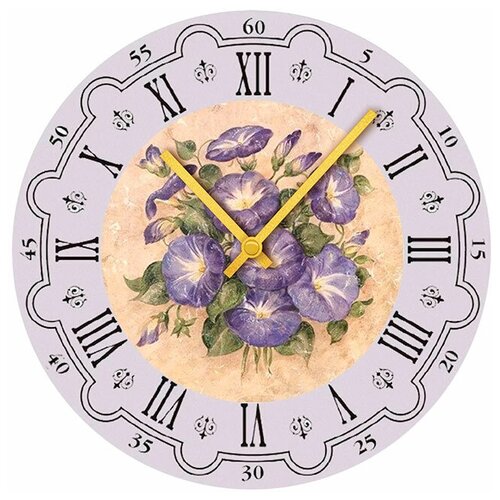 фото Svs настенные часы svs 4001032 flowers фиолетовые цветы
