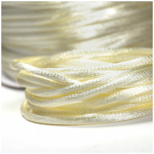 для вязания gamma okr диск кумихимо для плетения круглых шнуров Шнур атласный 2 мм 20 м для шитья / рукоделия / кумихимо, цвет сливочный