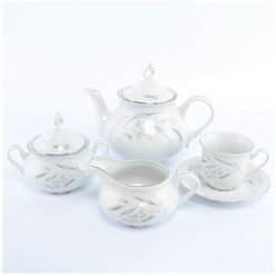 Чайный сервиз Thun Констанция Серебряные колосья 6 персон 17 предметов