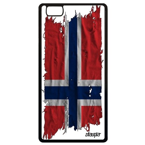 фото Защитный чехол для мобильного // huawei p8 lite 2015 // "флаг норвегии на ткани" страна дизайн, utaupia, белый