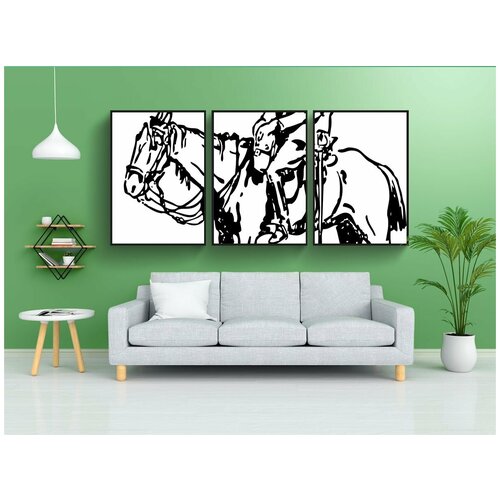 фото Набор модулных постеров для интерьера "лошадь, жеребец, грива" 60x90 см. в тубусе, без рамки lotsprints