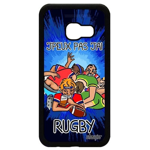 фото Защитный чехол на смартфон // galaxy a3 2017 // "не могу - у меня регби!" прикольный комикс, utaupia, черный