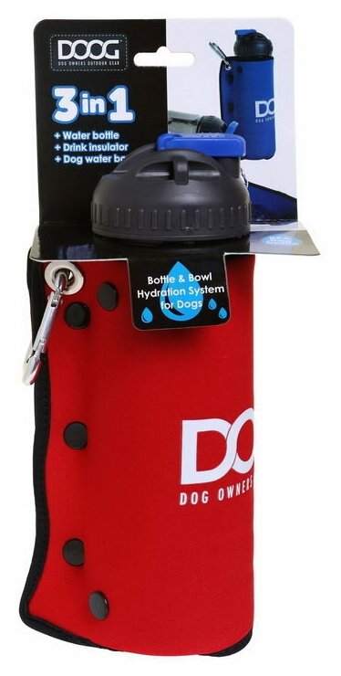 DOOG Комплект дорожный для собак бутылка 600 мл.+ миска красная - фотография № 6