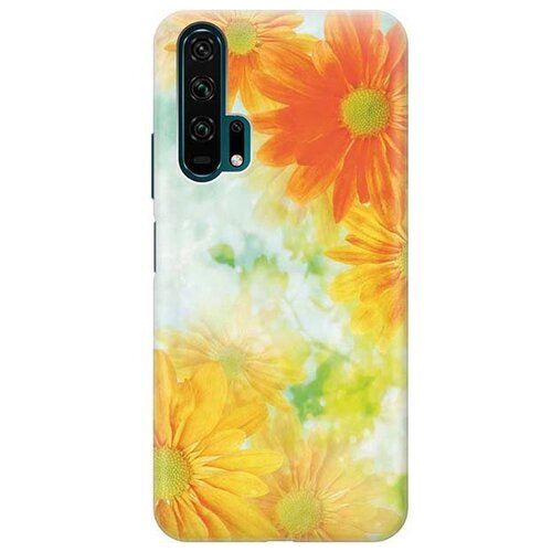 фото Ультратонкий силиконовый чехол-накладка для honor 20 pro с принтом "оранжевые цветы" gosso