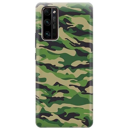 фото Ультратонкий силиконовый чехол-накладка для honor 30 pro+ с принтом "темно-зеленое хаки" gosso