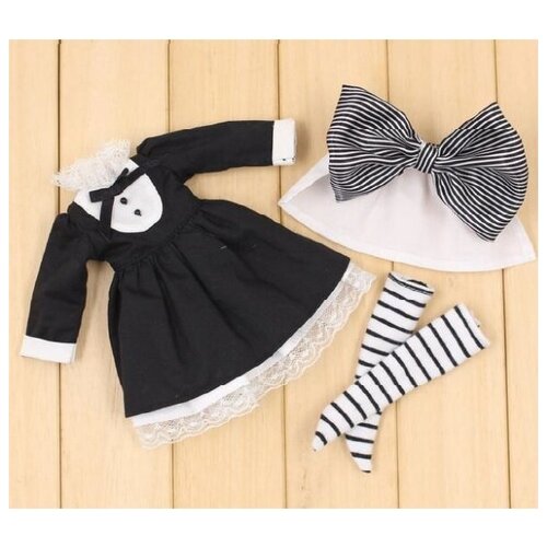 фото Blythe blythe аутфит и одежда для кукол блайз (blythe outfit) - черное платье с бантом