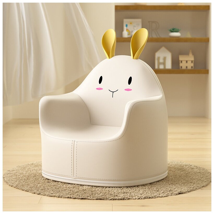 Детское эргономичное кресло UNIX Kids Hare White "Зайчик", съемный чехол, до 100 кг, размер S, белый, 50х55х45 см - фотография № 3