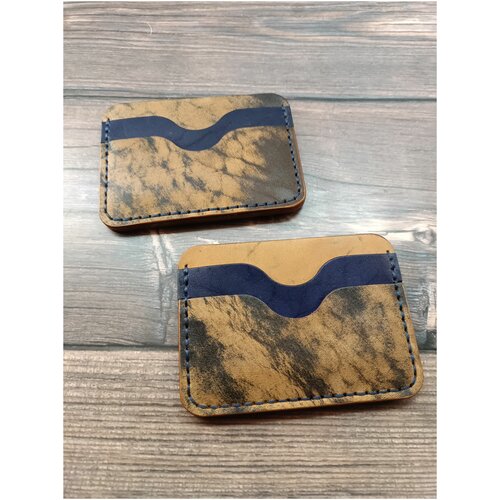 фото Картхолдер ручной работы из натуральной кожи желтый , кредитница, футляр для кредитных карт, чехол для карт, визитница для карт, кожевед kozheved