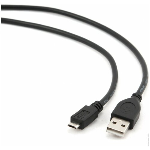 Кабель microUSB - USB2.0 соединитель 1,8м , экран, позолоч. контакты, черный, Gembird (CCP-mUSB2-AMBM-6) кабель cablexpert usb microusb ccp musb2 ambm 0 3 м черный