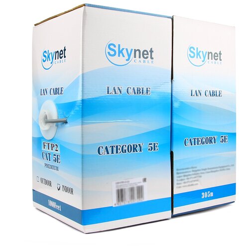 Кабель Skynet CSS-UTP-2-CU, 305 м, 1 шт., серый сетевой кабель skynet standart utp indoor 2x2x0 48 fluke test cat 5e 305m grey css utp 2 cu