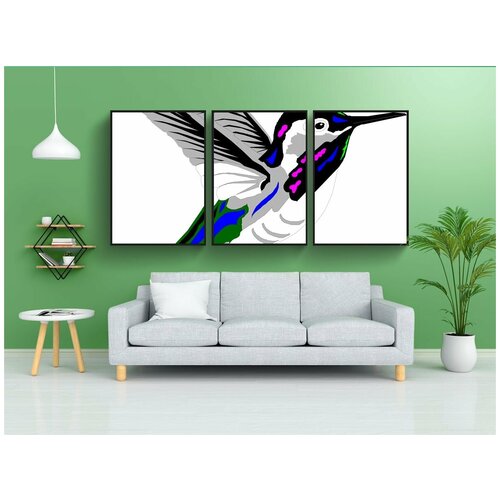 фото Набор модулных постеров для интерьера "птица, стиль, крылья" 60x90 см. в тубусе, без рамки lotsprints