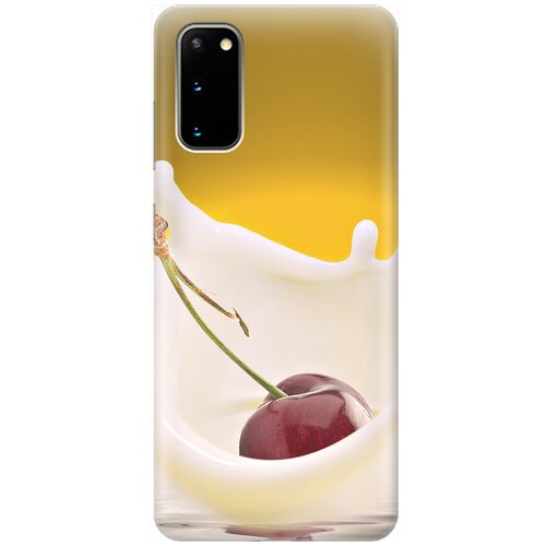 фото Ультратонкий силиконовый чехол-накладка для samsung galaxy s20 с принтом "ягода в молоке" gosso