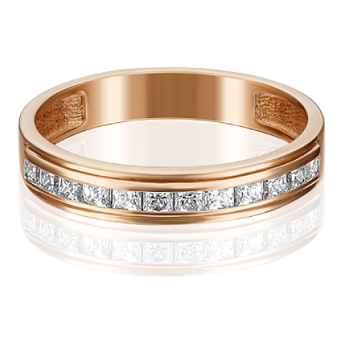 PLATINA jewelry Кольцо из красного золота с Swarovski Zirconia 01-3659-00-501-1110-38, размер 15