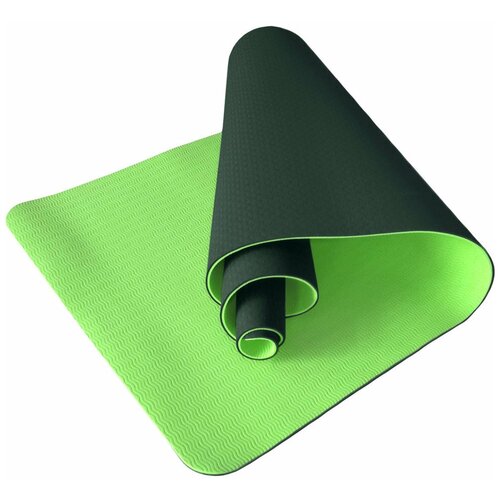 фото E33582 коврик для йоги тпе 183х61х0,6 см (т. зеленый/салатовый) hawk