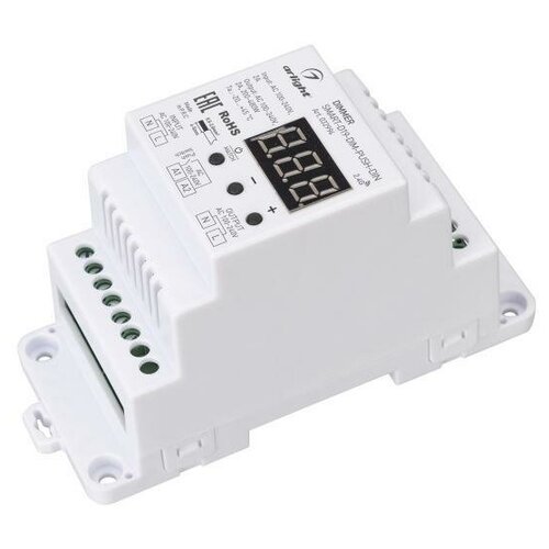 Диммер SMART-D19-DIM-PUSH-DIN (230V, 2A, TRIAC, 2.4G) (ARL, IP20 Пластик, 5 лет)