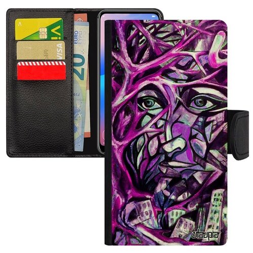 фото Защитный чехол-книжка на телефон // xiaomi mi 8 // "взгляд" женский стиль, utaupia, фиолетовый