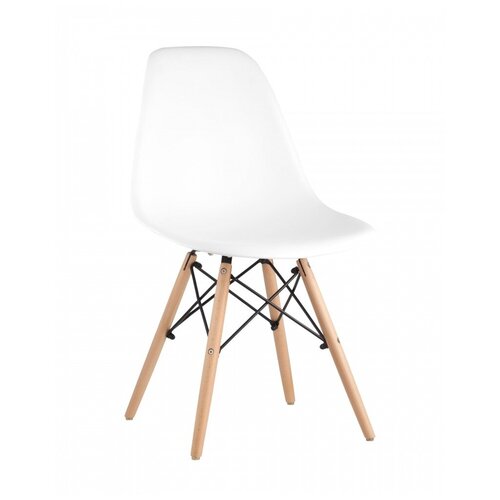 фото Стул stool group eames dsw белый пластиковый, сталь, натуральный массив бука, 4 шт.