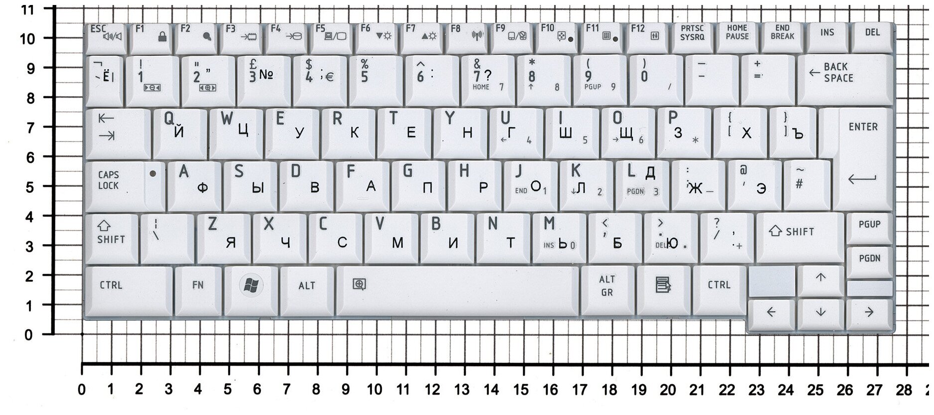 Клавиатура для ноутбука Toshiba Portege R502 белая