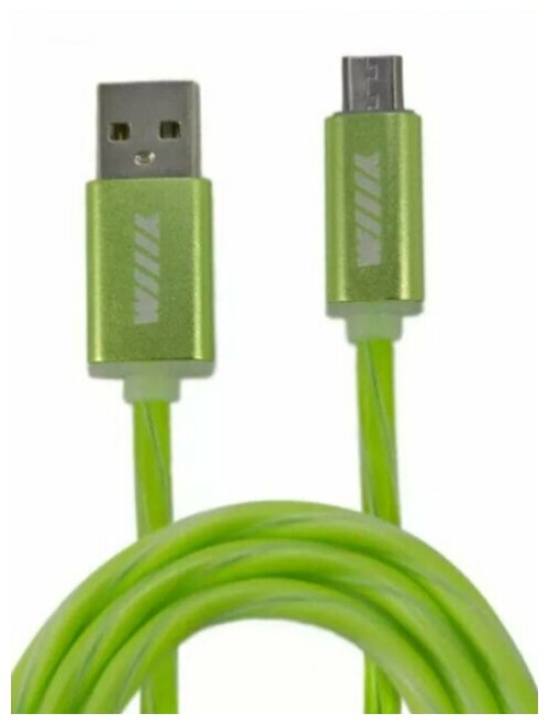 фото Кабель-переходник светящийся USB-USB Type-C зеленый (CBL710-UTC-10G) WIIIX 1m
