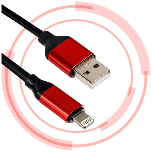 кабель для зарядки usb lightning совместим с iphone зарядка для айфона ipad pods ipod лайтинг юсб Кабель для зарядки телефона iPhone 5, 5s, 6, 6s, 7, 8, X, 11, 12, 13, наушников Pods Lightning - USB 2 м силиконовый с металлическими наконечниками / Зарядка для айфона / Провод лайтинг / Зарядный шнур, провод (Черно-красный)