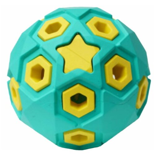 Игрушка для собак HomePet Silver Series Мяч Звездное небо, 145Y009TY, бирюзовый, желтый, диаметр 8 см
