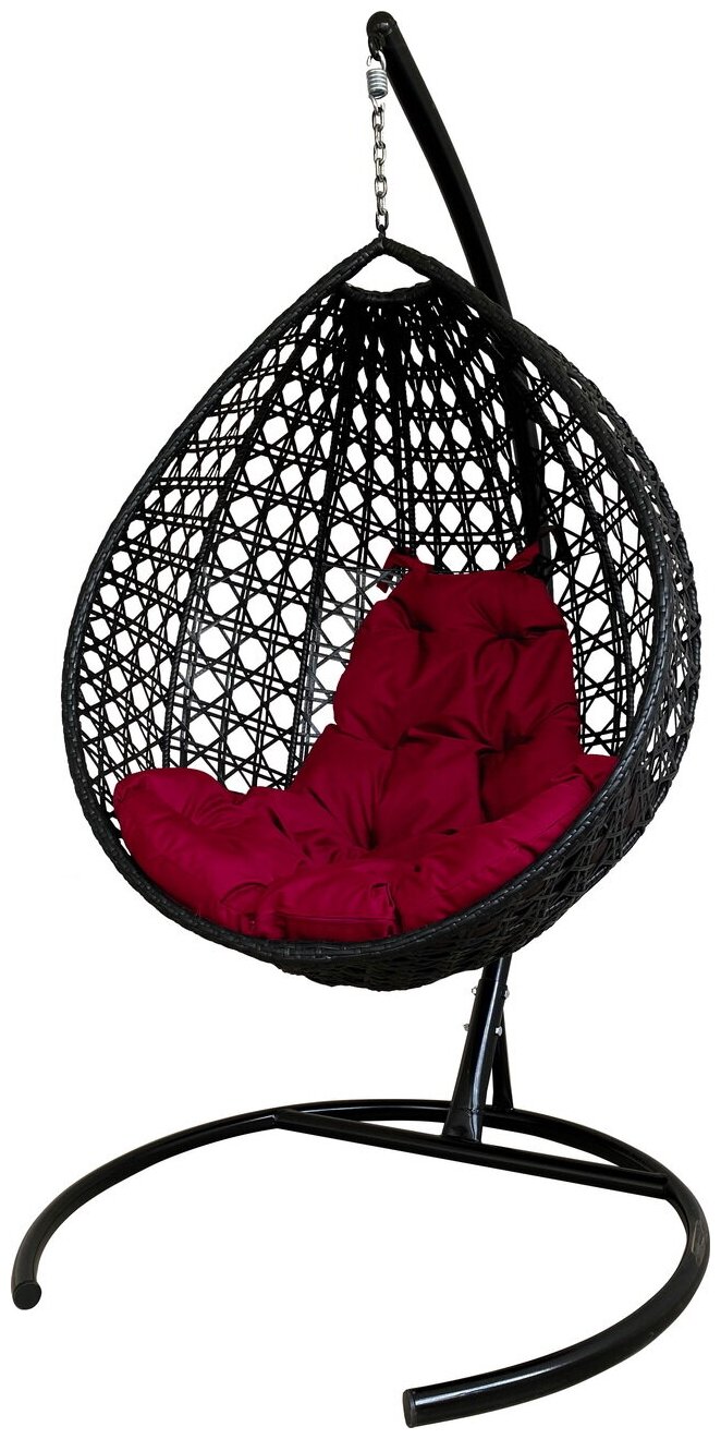 Подвесное кресло M-Group капля Люкс чёрное, бордовая подушка - фотография № 14