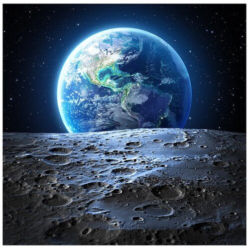 Фотообои Уютная стена Планета Земля фото с Луны 270х270 см Виниловые Бесшовные (единым полотном)