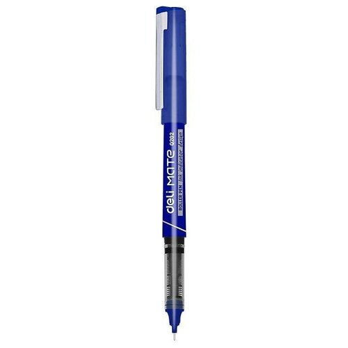 Ручка-роллер Deli. MATE, стреловидный наконечник, синие чернила, 0,5 мм, арт. EQ20230 ручка гелев pensan nano gel 6020 12black серебристый d 0 7мм черн черн игловидный пиш наконечник линия 0 5мм резин манжета