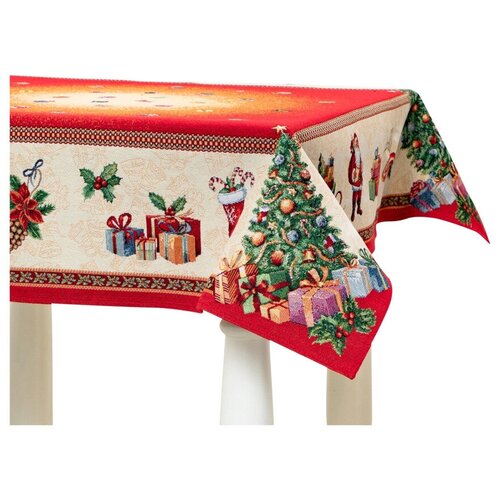Скатерть квадратная Eurotex Рожденственские подарки 100х100 см, гобелен, п/к