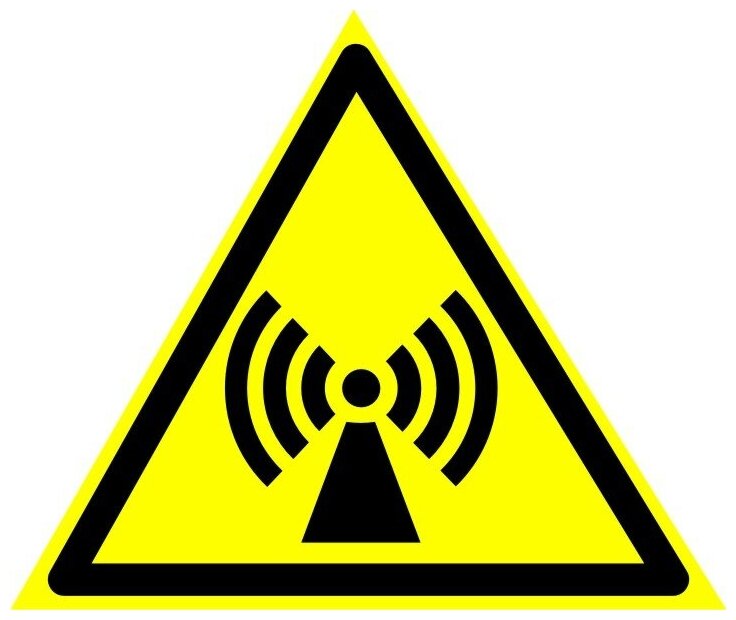 Предупреждающие знаки. Наклейка W 12 Внимание Электро-магнитное поле Размер 150х150 мм. 1 шт.