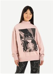 Розовый свитшот oversize с аниме-принтом для девочки Gloria Jeans, размер 5-6л/116